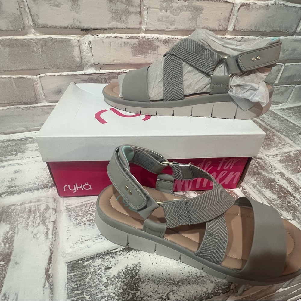 Ryka Women's Gray and Tan Sandals-New in Box